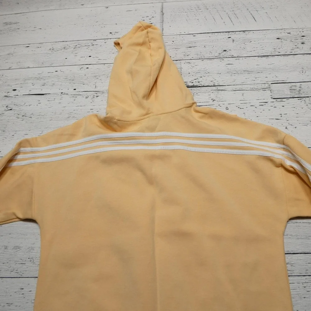 Adidas Hoodie Sweatshirt Mens Medium Yellow Peloton 3-Stripes Fleece Pullover